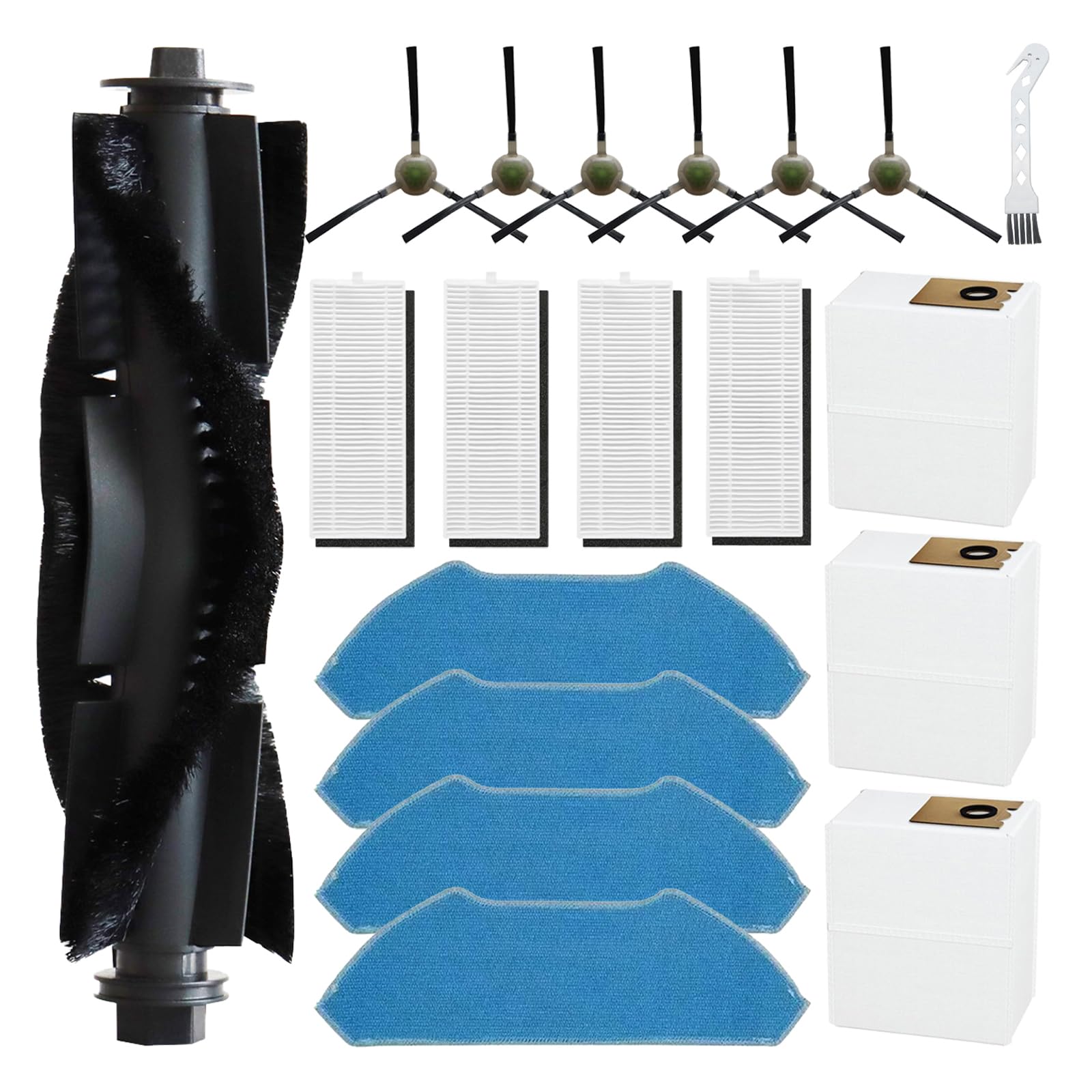 Lot De 12 Pièces De Rechange Pour Robot Aspirateur Lefant M330 Pro - 4 Filtres HEPA, 4 Brosses Latérales, 4 Chiffons